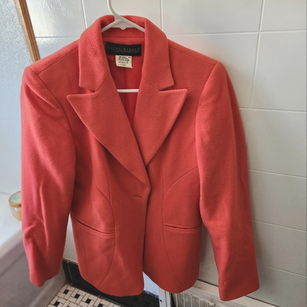 Cashmere blend wool blazer in coral